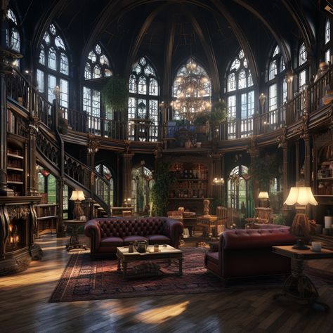 Magic Hotel Aesthetic, Fantasy Manor Interior, Vintage Mansion Aesthetic, Fantasy Mansion Interior, Dark Academia Mansion, Fantasy Interior Design, Magical Office, Fantasy Apartment, Fantasy House Interior