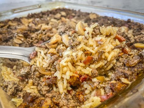 The rice absorbs the liquid as it bakes, adding flavor. Ground Venison Recipes, Deer Recipes, Rice Bake, Ground Venison, Food Plot, Savory Rice, Flavored Rice, Wild Game Recipes, Venison Recipes