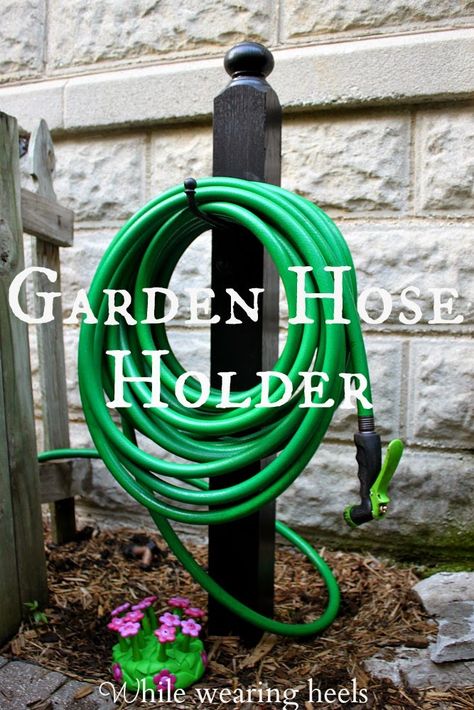 While Wearing Heels: DIY Garden Hose Holder Garden Hose Hanger, Garden Fairy Costume, Dream Garden Backyards, Garden Hose Storage, Garden River, Pools For Small Yards, Front Lawn Landscaping, River Rock Garden, Backyard Covered Patios