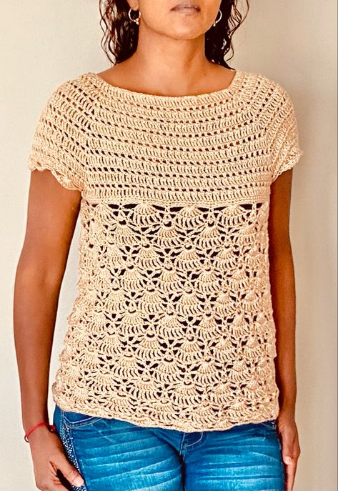 Written pattern for sizes XS, S, M, L,XL - check out the tutorial for a size Medium Crochet Blouse Diagram, Loose Crochet, Crochet Shirts, Ladies Tops Patterns, Lace Summer Tops, Summer Top Pattern, Crochet Top Dress, Crochet Patterns Free, Crochet Ladies Tops