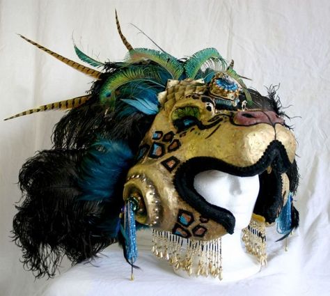 Mayan Jaguar Headdress | Fancy Jaguar Headdress Jaguar Headdress, Mayan Jaguar, Porcelain Mask, Antique Porcelain Dolls, Doll Halloween Costume, Porcelain Lamp, Masks Art, China Mugs, Ceramic Tableware