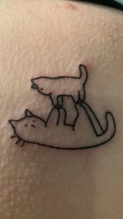 Cute Matching Cat Tattoos, Butterfly Cat Tattoo, Matching Tattoos Aesthetic, Cat Finger Tattoo, Meow Tattoo, Matching Friend Tattoos, Cute Simple Tattoos, Matching Friend, Black Cat Tattoos