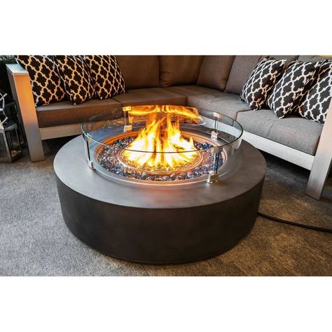 AKOYA Outdoor Essentials 12'' H x 42'' W Concrete Propane Outdoor Fire Pit Table | Wayfair Outdoor Fire Pit Table, Gas Fire Table, Round Fire Pit, Outdoor Shop, Seal Beach, Gas Fire, Espresso Brown, Outdoor Essentials, Fire Table