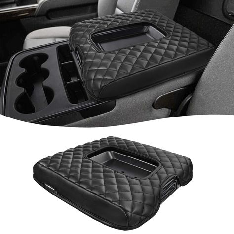 PRICES MAY VARY. CUSTOMIZED TRIM - Jump seat console cover compatible with 2014-2018 Chevy Silverado & GMC Sierra 1500 2500 3500, OEM standard RELAXED DRIVING - This armrest protector is made of premium vinyl & soft sponge, which provide a good support to your arms, you can enjoy the relaxation of driving SCRATCH RESISTANT - Fit snugly and perfectly protect the middle console lid from any scratches (pet claws, keys etc.). Besides, the leather is easy to clean, no worry for sweaty arms or dirty c Chevy Silverado Accessories, Silverado Accessories, Chevy Trucks Accessories, 2018 Silverado, 2018 Chevy Silverado, Chevrolet Silverado 2500hd, Center Console Cover, Jump Seats, Car Armrest