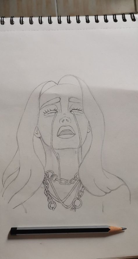 Billie Eilish Drawing Pencil Sketch Easy, Lana Del Ray Drawing Easy, Billie Elish Drawing Sketch, Easy Billie Eilish Drawings, Billie Eilish Sketch Easy, Drawing Ideas Billie Eilish, Billie Eilish Drawing Sketch, Billie Eilish Line Art, Billie Eilish Drawing Easy