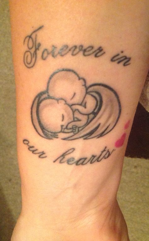 Twin Misscarage Tattoo Ideas, Stillbirth Tattoo Ideas, Lost Baby Tattoo, Twin Angels, Baby Memorial Tattoos, Baby Angel Tattoo, Loss Of Baby, Memorial Tattoo Designs, Tattoo For Baby Girl