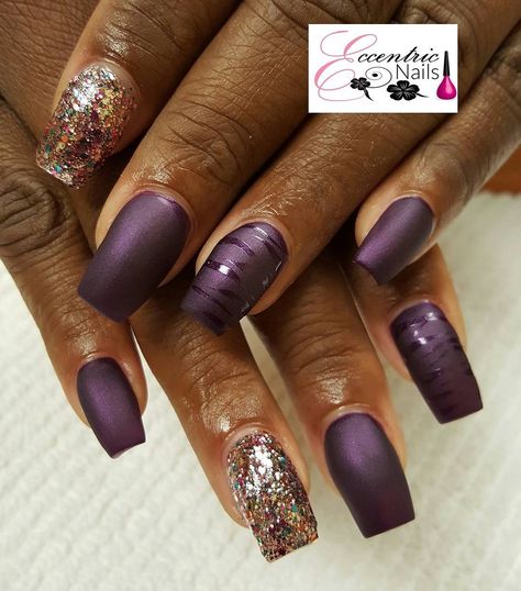 Dark Purple Matte Nails, Fall Dip Nails 2024, Dark Purple Fall Nails, Fall Fingernails, Purple Matte Nails, Purple Ombre Nails, Plum Nails, 2024 Nails, Fancy Nails Designs