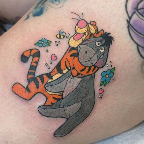 Tigger Tattoo, Matching Disney Tattoos, Eeyore Tattoo, Music Symbol Tattoo, Disney Inspired Tattoos, Memorial Tattoo Quotes, Photo Disney, Cartoon Character Tattoos, Small Pretty Tattoos