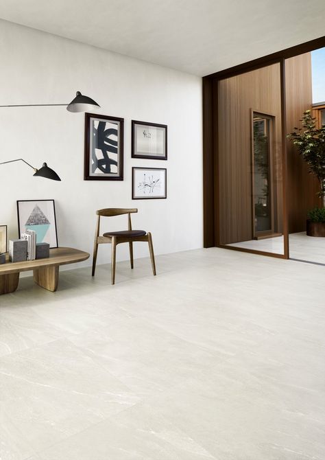 Waystone: stone effect stoneware tiles | Ceramica Sant'Agostino White Floor Tiles, Porcelain Tile Floor, Decorative Backsplash, Countertop Slabs, Mosaic Backsplash, White Floor, Stone Sink, Kitchen Wall Tiles, Kitchen Floor Tile