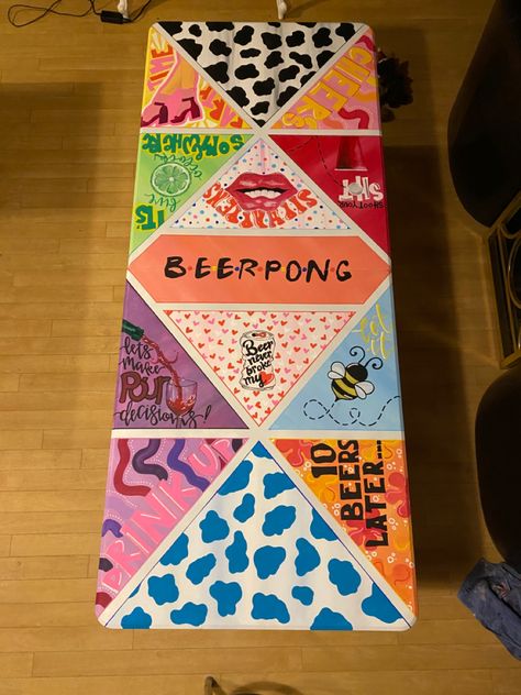 Painted Beer Pong Table Beer Pong Table Painted Ideas College, Pong Table Painted College Ideas, Beer Pong Table Painted Ideas, College Beer Pong Table, Diy Beer Pong Table Paint Ideas, Diy Beer Pong Table Designs, Cup Pong Tables Painted, Ping Pong Table Painted, Diy Pong Table