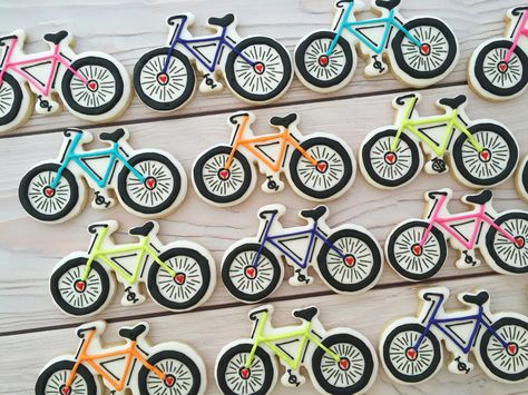 bike cookies | by sarah godlove Bike Cookies, Metal Birthday Party, Bicycle Birthday Parties, Paris Cookies, Bicycle Party, Metal Birthday, Lion Cookies, Bike Birthday Parties, Cookie Birthday Party