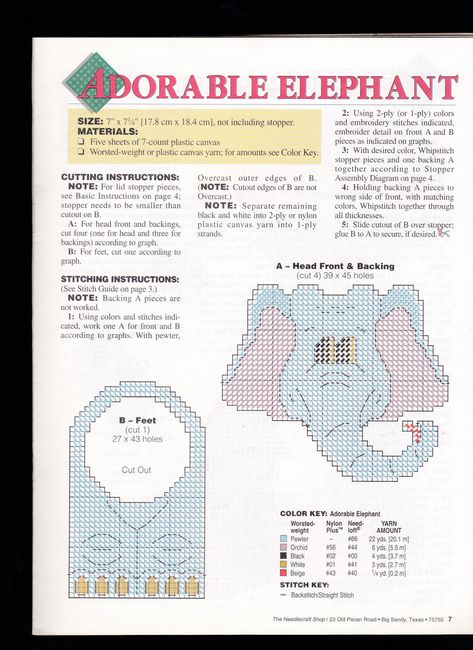 Plastic Canvas Elephant Pattern, Plastic Canvas Elephant, Canvas Door Hanger, Plastic Canvas Box Patterns, Canvas Gift Bag, Elephant Keychain, Cross Stitch Geometric, Plastic Canvas Stitches, Plastic Mesh