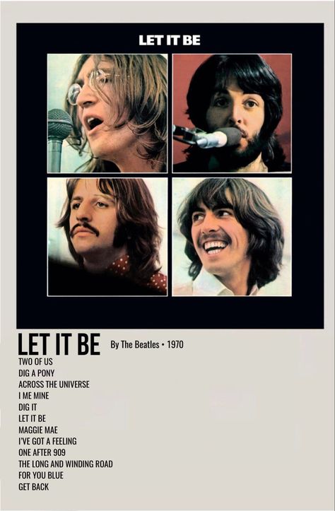 minimal polaroid album poster for the beatles, let it be Rock Album Posters, The Beatles Poster Aesthetic, Let It Be Wallpaper, The Beatles Album Covers, Let It Be Poster, The Beatles Poster, Polaroid Album, Beatles Poster, Beatles Band