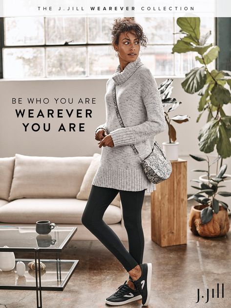 J.Jill makes it easy to look & feel amazing with styles that are as comfortable as they are stylish. Long Sweaters For Leggings, Jjill Outfits, Fitted Midi Skirt, Dolman Sleeve Tops, Slim Leg Pants, Turtle Neck Dress, Printed Sweater, Long Sweaters, Dress Codes