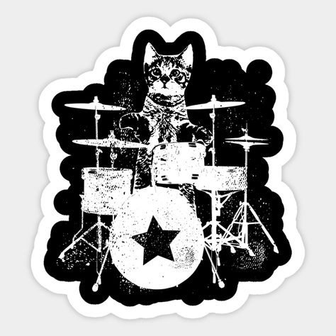 Music Lover Kitty Cat Kitten Musician Drummer Play Drum Set -- Choose from our vast selection of stickers to match with your favorite design to make the perfect customized sticker/decal. Perfect to put on water bottles, laptops, hard hats, and car windows. Everything from favorite TV show stickers to funny stickers. For men, women, boys, and girls. Cool Nike Wallpapers, How To Play Drums, Music Stickers, Notebook Stickers, Anime Stickers, Drum Set, Cat Playing, Cool Stickers, Music Lover