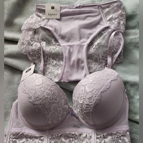 Bnwt Intimate Bra And Panty Set For Less Than The Cost Of The Bra Lilac Light Purple Bra 34c Push Up Light Padding Panty Medium Hipster With Lace Back Sexy And Cute Purple Bra, Bra And Panty Set, Purple Bras, Bra And Panty Sets, Bras And Panties, Lace Back, Light Purple, Lingerie Set, Women's Intimates