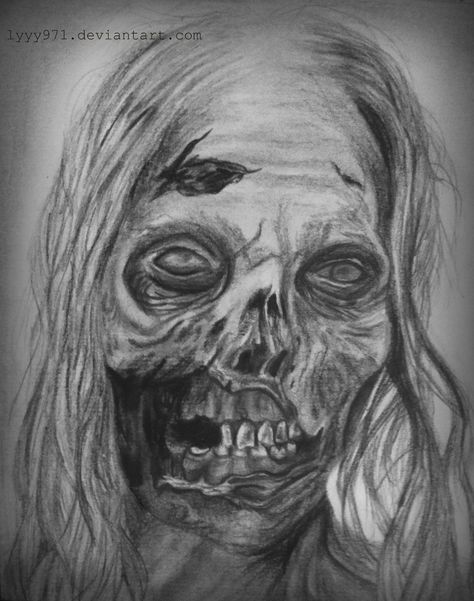 Creepy Sketch Ideas, Walking Dead Drawings, Horror Drawings, Creepy Sketches, Zombie Drawings, Zombie Face, Horror Drawing, Zombie Art, Charcoal Pencil