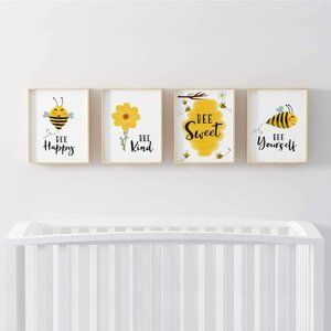 Honey Bee Nursery, Honey Bee Theme, Sunflower Nursery, Bee Nursery, Bee Yourself, Bee Classroom, Nursery Decor Prints, Honey Bee Decor, Minimalist Nursery