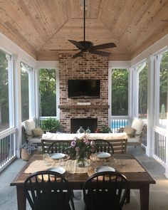 We’re soaking up as much time on our screened porch as we can, because Georgia heat in the summer is REAL. . . #betterhomesandgardens… Screened Porch Designs, Four Seasons Room, Balkon Decor, Sunroom Designs, Outdoor Living Room, Porch Design, Screened Porch, Big Family, Outdoor Rooms