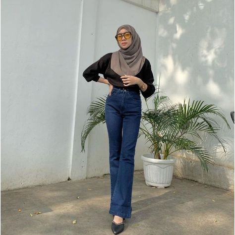 Cutbray Jeans, Celana Jeans, Long Jeans, Jean Outfits, Blue Jeans, Korean Fashion, Women Jeans, Ootd, High Waisted