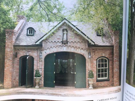 Vintage Carriage House, Black Carriage House, Old Carriage House, Historic Carriage House, Brick Carriage House, Farm Outbuildings, Victorian Carriage House, Parapet Design, Small Stone Cottage