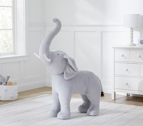 Jumbo Elephant Plush | Pottery Barn Kids Jumbo Elephant, Elephant Plush, Elephant Nursery, French Knot, Pottery Barn Teen, Key Details, Design Help, Latex Free, Pottery Barn Kids