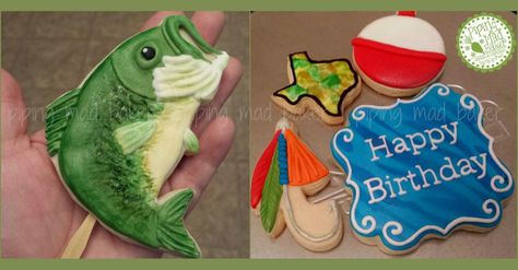 Bass Fish | Cookie Connection Fish Cookie, Summer Sugar Cookies, Farm Cookies, Fish Cookies, Sugar Cookie Royal Icing, Cookie Connection, Bass Fish, Sugar Cookie Frosting, Summer Cookies