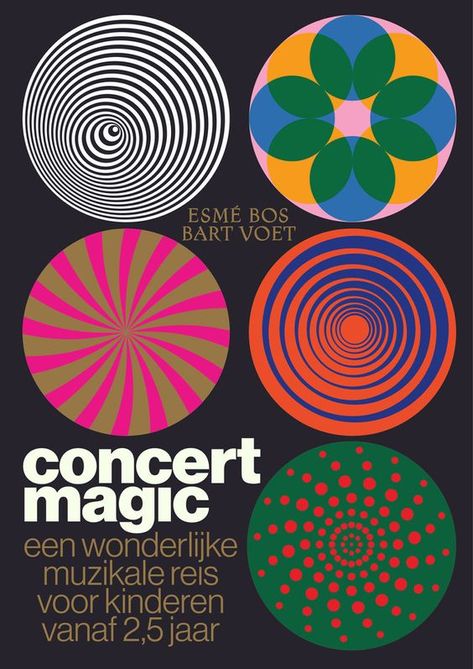 Fig. 44, concert magic, Tom Hautekiet, 2019 One Color Graphic Design, Magical Poster Design, Grow Graphic Design, Magical Graphic Design, Magic Poster Design, Magic Graphic Design, 70s Graphic Design, Circle Aesthetic, Concert Design