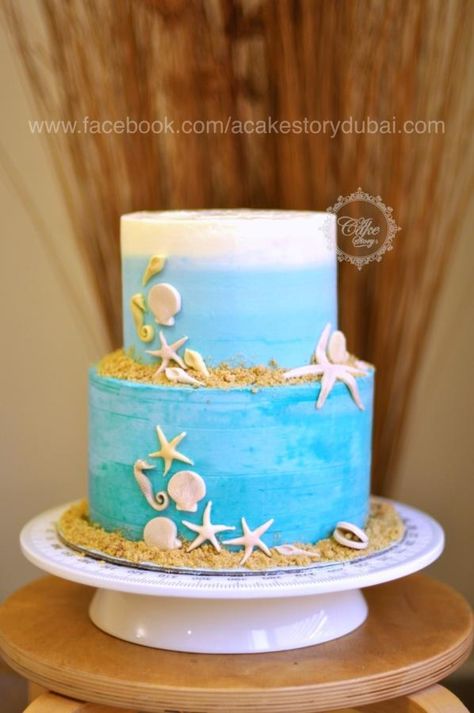 Beachy Birthday Cake, Ombre Buttercream Cake, Dolphin Birthday Cakes, Shark Cakes, Ombre Buttercream, Ocean Birthday Cakes, Beach Birthday Cake, Dolphin Cakes, Poppy Birthday