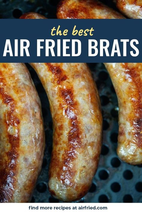 brats in air fryer basket. Braut In Air Fryer, Braut Recipes Bratwurst Air Fryer, Johnsonville Brats In Air Fryer, Airfryer Bratwurst, Airfryer Brats, Brats In Air Fryer, Brat Recipes, Air Fryer Brats, How To Cook Bratwurst