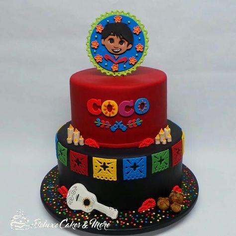 Coco Disney cake Disney Coco Birthday Cake, Coco Disney Cake, Coco Cake Ideas, Coco Birthday Party Ideas For Boys, Coco Theme Cake, Coco Birthday Cake, Disney Coco Birthday Party, Coco Birthday Party, Coco Cake