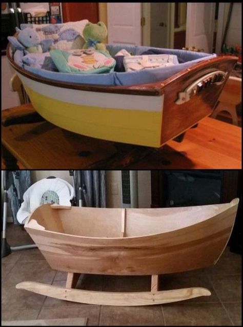 Now if you're a woodworker this is the perfect opportunity to use your creativity and woodworking skills - by making this unique DIY baby boat cradle for Baby Bedroom Furniture, Industrial Office Furniture, Wooden Cradle, Kitchen Furniture Storage, Small Bedroom Storage, Bedroom Decor For Small Rooms, Baby Furniture Sets, Doll Crib, Baby Rose