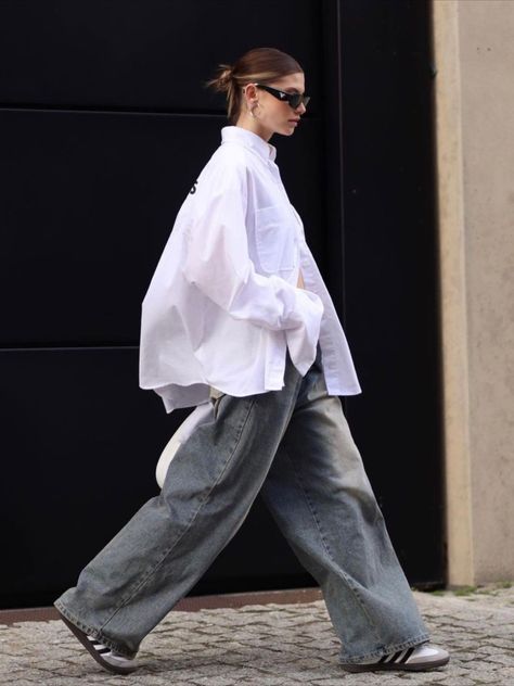 Oversized White Shirt, Street Style Inspiration, 가을 패션, Looks Style, Mode Inspiration, Street Style Outfit, Look Fashion, White Shirt, Fashion Inspo Outfits