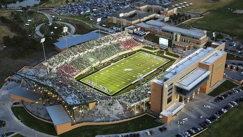 The University of North Texas' brand new 30,000 seat Apogee Stadium is LEED certified. Texas Stadium, Campus Activities, Denton Texas, University Of North Texas, Mean Green, Football Stadiums, Alma Mater, North Texas, Aerial Photography