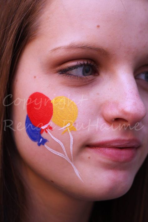 Standard Cheek Balloons by renduh-facepaint on DeviantArt Easy Face Painting Ideas, Face Painting Ideas For Kids, Easy Face Painting, Easy Face Painting Designs, Clown Face Paint, Painting Ideas For Kids, Face Painting Ideas, Face Painting For Boys, Circus Crafts