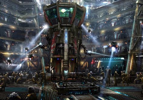 Insanely Cool GUARDIANS OF THE GALAXY Knowhere and Kyln Concept Art by Pete Thompson « Film Sketchr Coliseum Concept Art, Knowhere Guardians Of The Galaxy, Jail Concept Art, Cyberpunk Prison, Scifi Prison, Prison Concept Art, Sci Fi Prison, Space Prison, Gladiator Arena