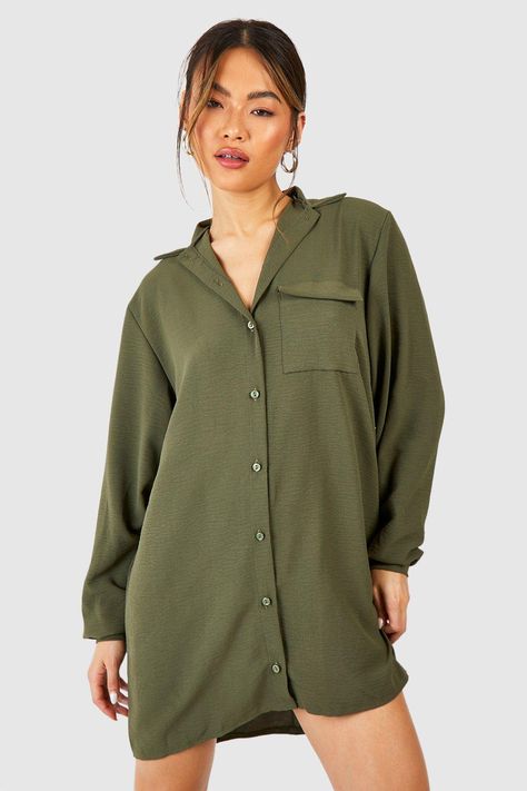 Womens Button Down Mini Shirt Dress - green - 4 - A classic play on a men's shirt, this shirtdress is perfect for adding tailored sophistication to your closet. This shirt dress is versatile, flattering, and effortlessly stylish for any event, complete with a stand-up collar and button-down front. Get dressed up and pair this dress with two-part heels for an evening of drinks with your girlfriends, or sandals for a chilled day in the back yard. Whatever your plans, this button-down shirt dress w Button Down Shirt Dress, Mini Shirt Dress, Shirtdress, Fashion Face, Get Dressed, Dress Fabric, Dress Collection, Green Dress, Dresses For Sale