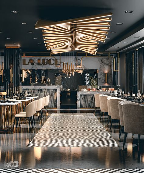 Modern Italian Cafe Design, Luxury Bar Interior Design, Modern French Restaurant, Funky Restaurant Interior, Luxury Restaurant Interior Design Modern, Modern Pub Interior, Behance Restaurant, Elegant Restaurant Interior Design, Luxury Restaurant Design