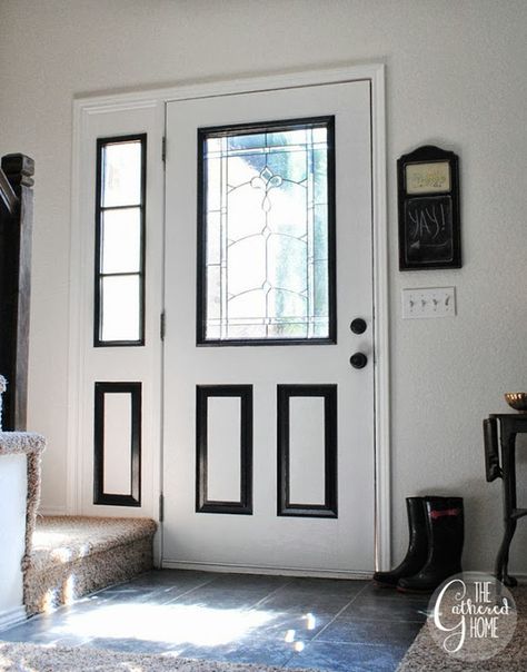 How to: DIY Black And White Painted Front Door Paint Front Door Diy, Front Door Diy, White Front Door, Home Decor Black And White, Oak Front Door, Door Diy, Home Decor Black, Decor Black And White, Painted Front Doors