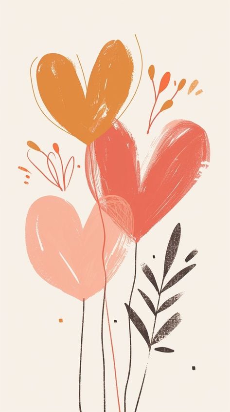 Minimalist Illustration Art, Bohemian Pictures, Aesthetic Valentines, Illustration Wallpaper, Romantic Wallpaper, Heart Illustration, Tableau Design, Decoupage Vintage, Cute Simple Wallpapers