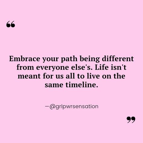 Everyone Has A Different Timeline Quotes, Embrace Differences Quotes, Its Ok To Be Different Quotes, Everyone Is Different Quotes, Life Notes, Being Different, Different Quotes, Life Path, Inspirational Videos