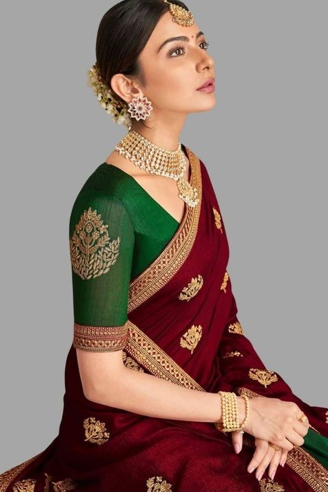 Step up your style game with these stunning Indian designer sarees! Each saree is made from gorgeous maroon net material perfect for any occasion. The blouse can be stitched up to 44 inches and is perfect for Valentine's Day or Ramadan Eid. Get your hands on these ethnic beauties today! #IndianDesignerSarees #EthnicFashion #ValentinesDay #RamadanEid #BollywoodStyle #eBay #eBayStore #eBaySeller #Netz #SariSaree #Damen #ValentinstagRamadanEid #Nein #Indien #DecentFabric #Maroon #SareeBluse ht... Maroon Dress Outfit, Maroon Saree, Simple Saree Designs, Maroon Wedding, Indian Designer Sarees, Simple Sarees, Indian Wedding Wear, Maroon Dress, Indian Bridal Outfits