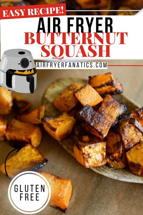 Air Fryer Butternut Squash is a delicious roasted taste without having to use the oven. It only uses 3 ingredients and is ready in 20 minutes! #AirFryer #Squash #AirFryerVegetables #GlutenFree Airfryer Squash, Air Fryer Butternut Squash, Butternut Squash Fries, Butternut Squash Cinnamon, Squash Fries, Frozen Butternut Squash, Butternut Squash Cubes, Cut Butternut Squash, Healthy Vegetable Recipes