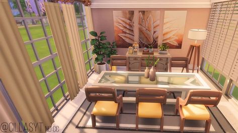 Sims Dining Room Base Game, Sims 4 Base Game Dining Room, Sims 4 Dining Room Ideas No Cc, Sims Dining Room Ideas, Sims Dining Room, Sims 4 Dining Room Ideas, Bloxburg Dining Room, Sims 4 Dining Room, Spanish Vibes