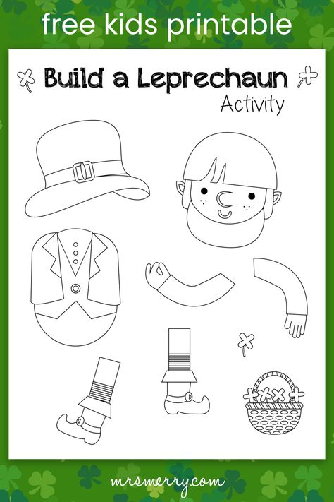 free build a leprechaun saint patrick's day activity Free Kids Printables, St Patrick's Day Crafts For Toddlers, Leprechaun Craft, St Patrick's Day Activities, Diy Kids Art, St. Patrick's Day Crafts, St Patricks Day Crafts For Kids, Irish Crafts, Kids Printables