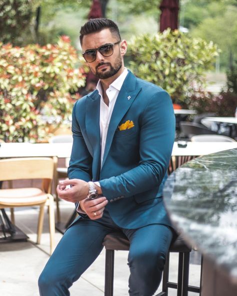 Turquoise Suit, Men Dressing, Smart Attire, Turquoise Men, Bespoke Tailoring, Mens Lifestyle, Men’s Suits, Mens Suits, Men Dress