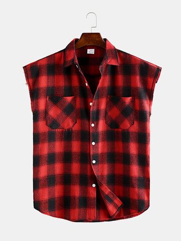 Summer Plaid, Fashion Suits For Men, Casual Vest, Loose Shirts, Mens Vest, Buffalo Plaid, Mens Summer, Sleeve Type, Online Clothing