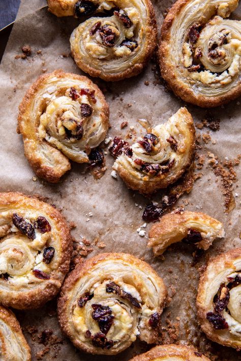 Cranberry Goat Cheese Puff Pastry Swirls | halfbakedharvest.com Goat Cheese Pinwheels, Goat Cheese Puff Pastry, Puff Pastry Swirls, Pastry Swirls, Cranberry Goat Cheese, Cranberry Baking, Half Baked Harvest Recipes, Cheese Pinwheels, Cheese Puff