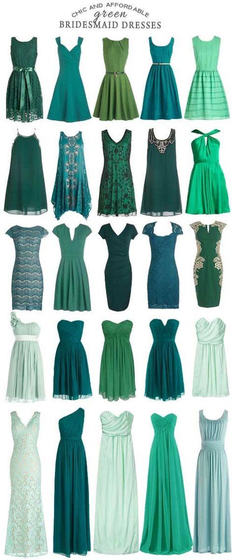 For those interested in filling their wedding with bridesmaid dresses in shades of green - check out these affordable options! Bridesmaids Green, With Bridesmaid, Clothes Wishlist, Green Shades, Green Bridesmaid, Green Bridesmaid Dresses, Different Dresses, Maid Dress, Long Bridesmaid Dresses