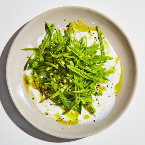 Sugar Snap Pea Salad—I liked this a lot; I added radish, chives, and sunflower seeds Sugar Snap Pea Salad, Sugar Snap Pea, Summer Vegetarian Recipes, Snap Pea Salad, Pea Salad Recipes, Snap Pea, Buttermilk Dressing, Whipped Feta, Pea Salad